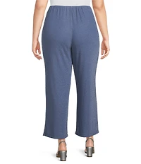 Alex Evenings Plus Size Metallic Knit Straight Leg Pants