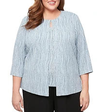 Alex Evenings Plus Size Printed Jacquard Knit Twinset