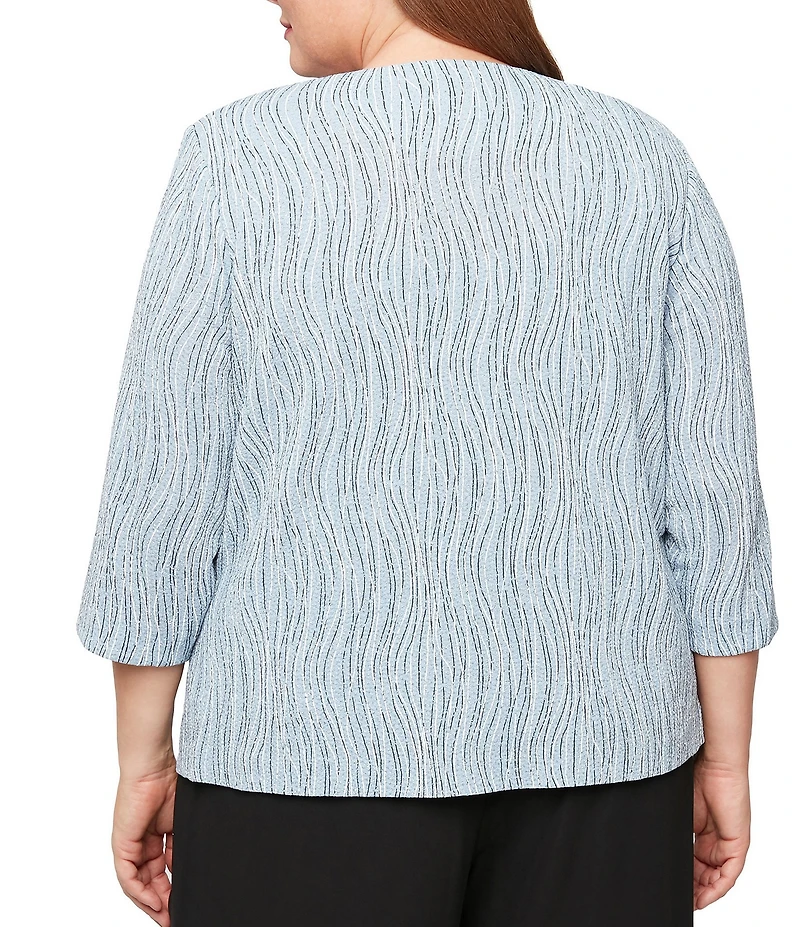 Alex Evenings Plus Size Printed Jacquard Knit Twinset