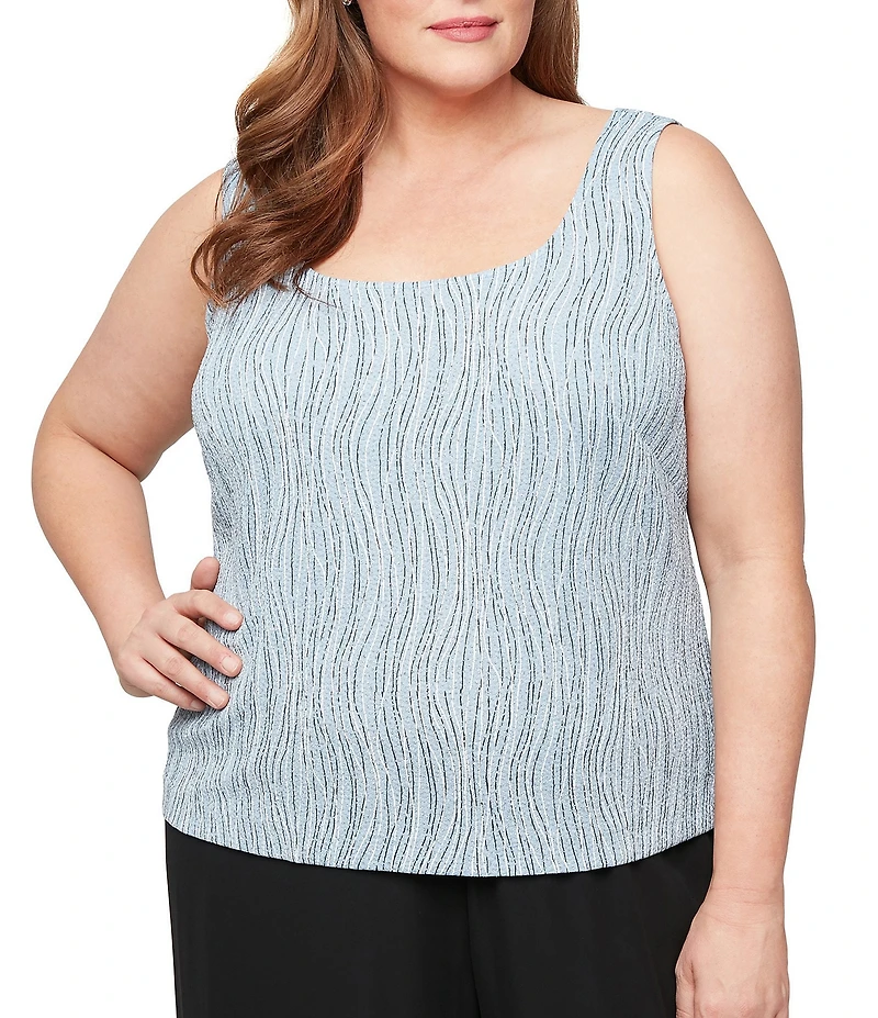 Alex Evenings Plus Size Printed Jacquard Knit Twinset
