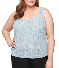 Alex Evenings Plus Size Printed Jacquard Knit Twinset