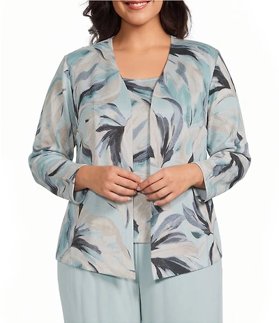Alex Evenings Plus Size Printed Metallic Knit Twinset