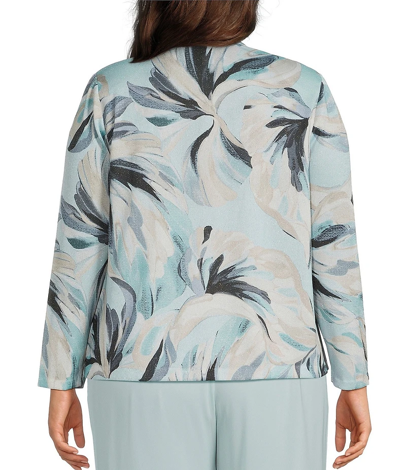 Alex Evenings Plus Size Printed Metallic Knit Twinset