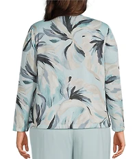 Alex Evenings Plus Size Printed Metallic Knit Twinset