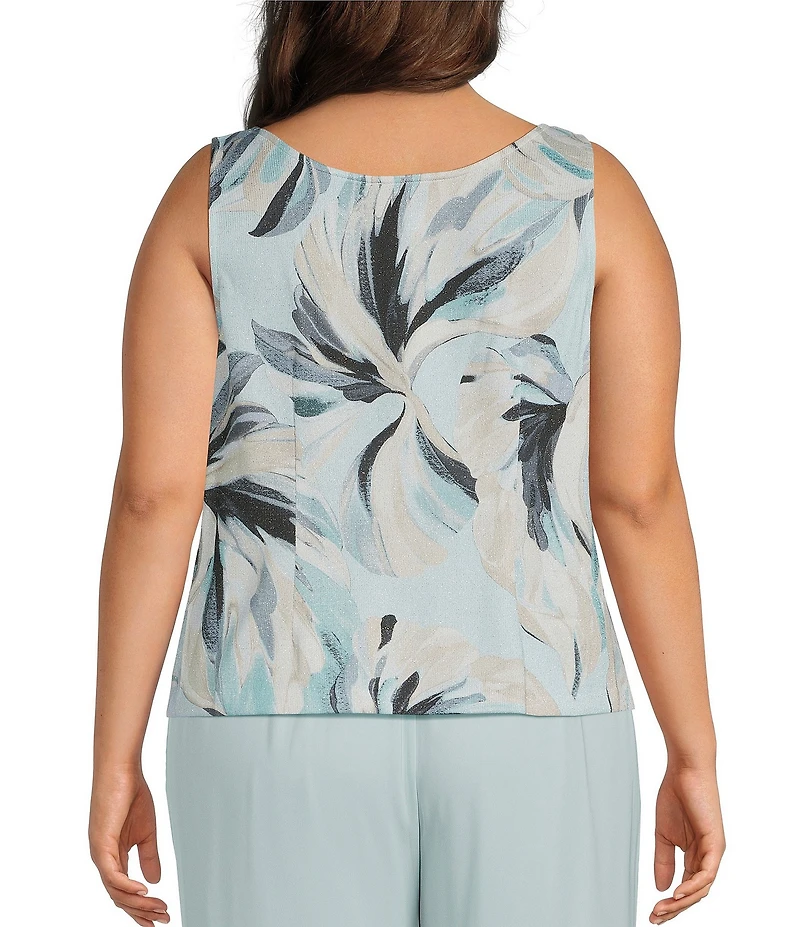Alex Evenings Plus Size Printed Metallic Knit Twinset