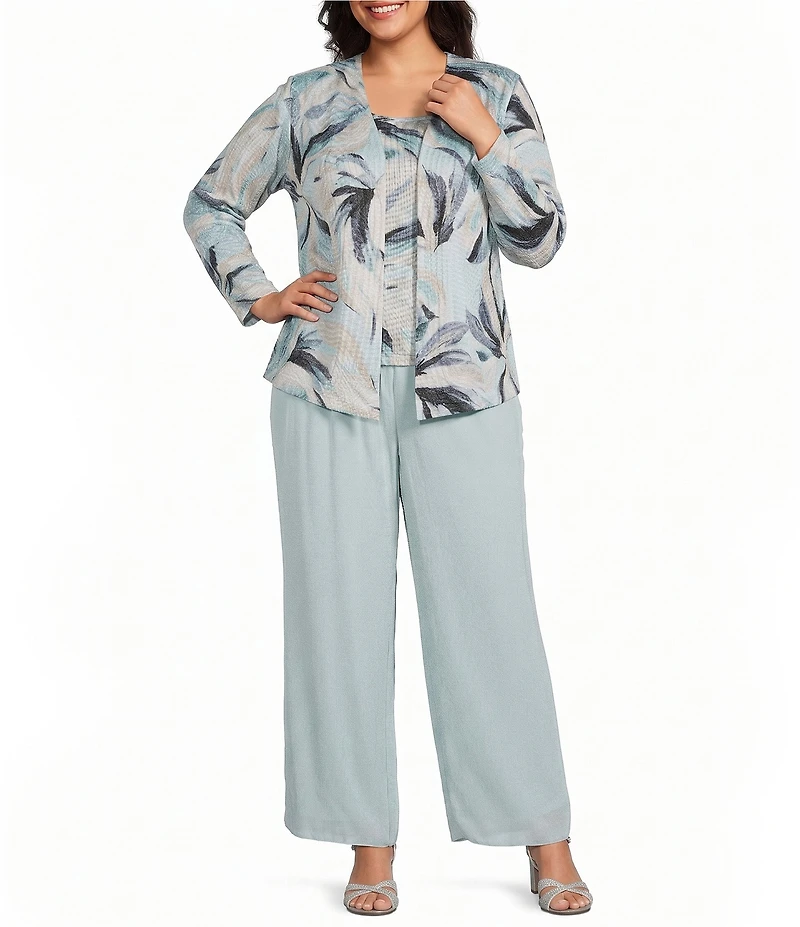 Alex Evenings Plus Size Printed Metallic Knit Twinset