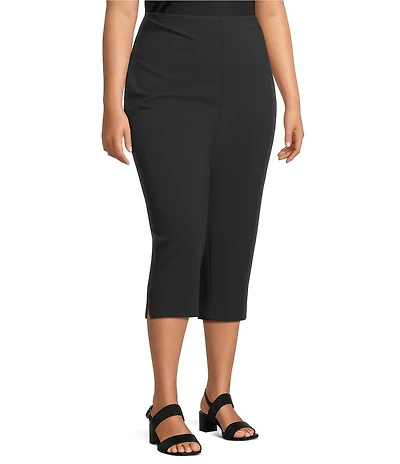 Alex Evenings Plus Size Slim Crop Stretch Crepe Pant