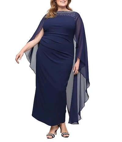 Alex Evenings Plus Size Stretch Crepe Column Long Gown