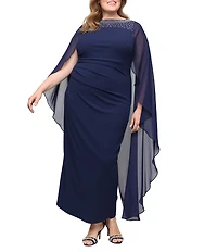 Alex Evenings Plus Size Stretch Crepe Column Long Gown