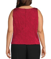 Alex Evenings Plus Size Textured Jacquard Knit Embellished Neck Twinset Jacket