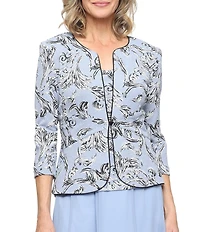 Alex Evenings Printed Glitter Button Front Jacquard Knit Twinset