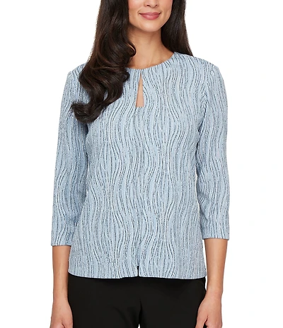 Alex Evenings Printed Jacquard Knit Twinset
