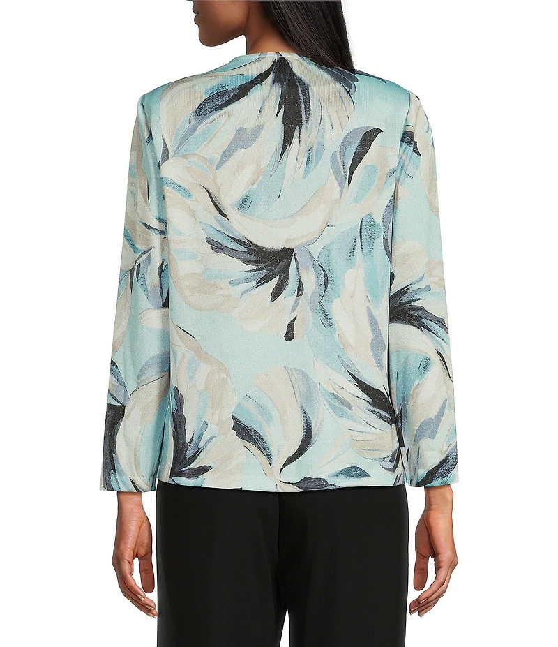 Alex Evenings Printed Metallic Knit Twinset