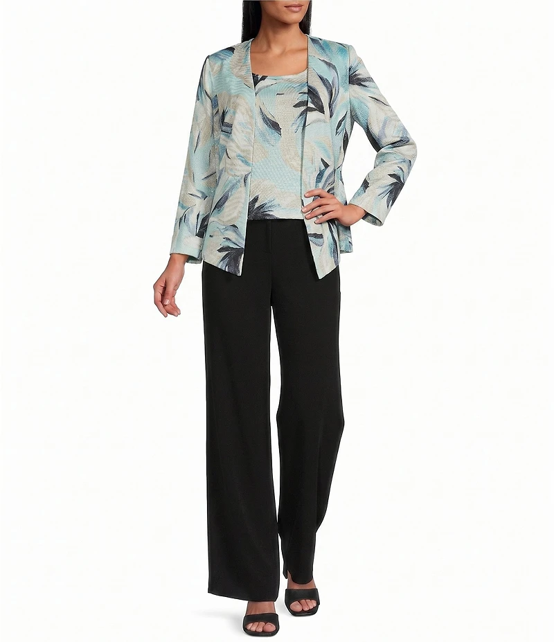 Alex Evenings Printed Metallic Knit Twinset