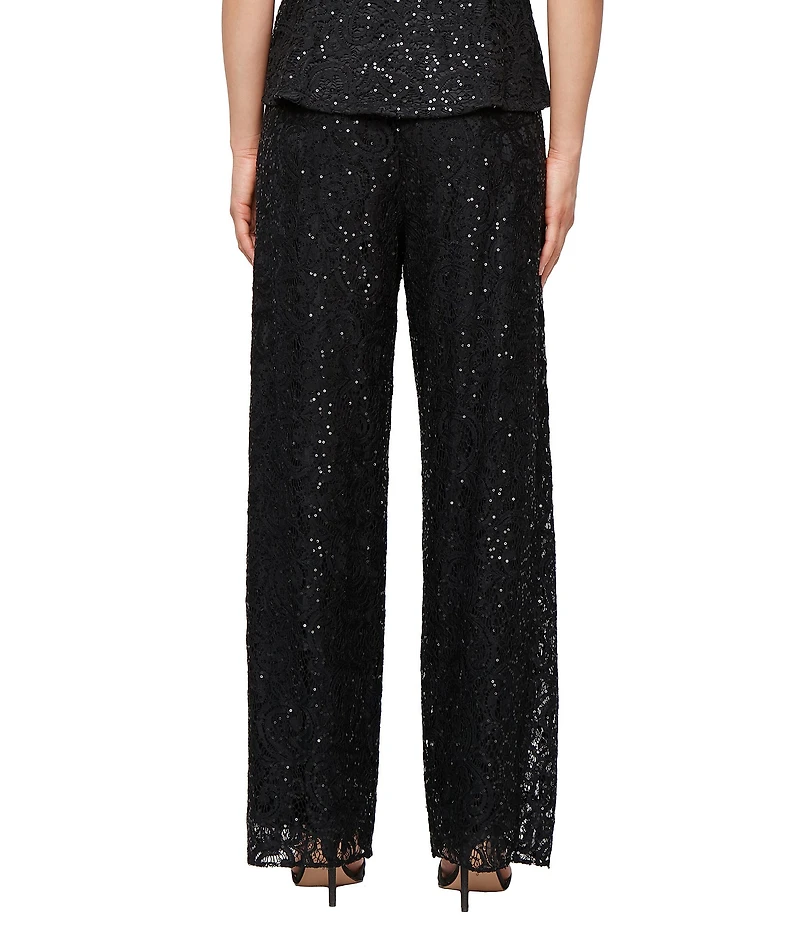 Alex Evenings Sequin Lace Wide Leg Pants