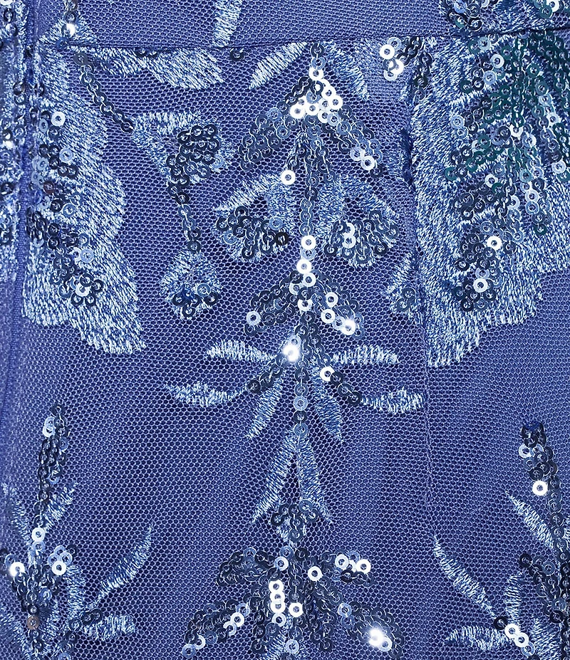 Alex Evenings Sequin Power Mesh Square Sweetheart Neck Long Gown