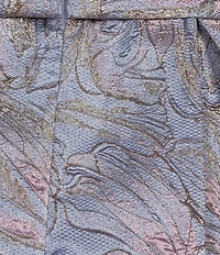 Alex Evenings Short Bubble Hem Sleeve Tie Waist Printed Jacquard Dress