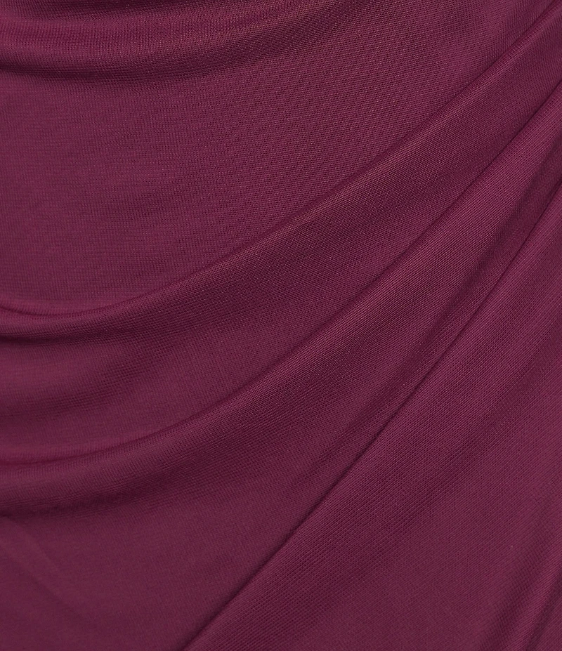 Alex Evenings Short Sleeve V-Neck Soutache Bodice Cascade Ruddle Dress