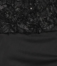 Alex Evenings Short Sleeve V-Neck Soutache Bodice Cascade Ruddle Dress