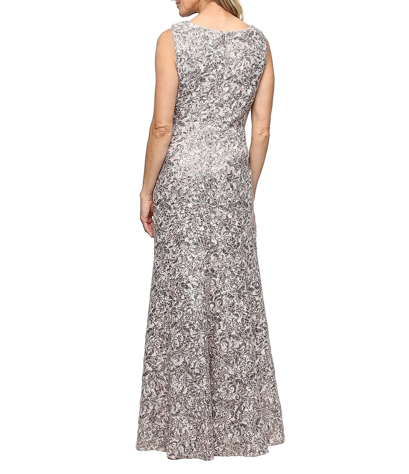 Alex Evenings Sleeveless Corded Fit and Flare Long Dress