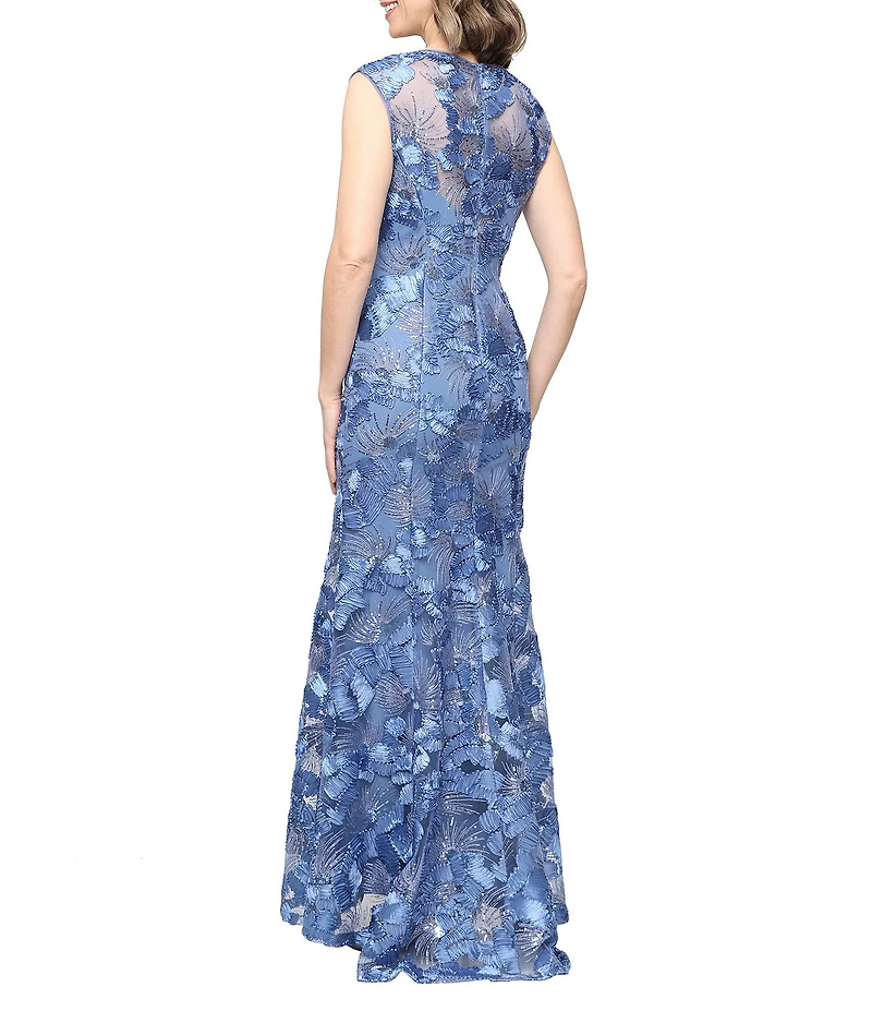 Alex Evenings Sleeveless V-Neck Soutache Long Gown