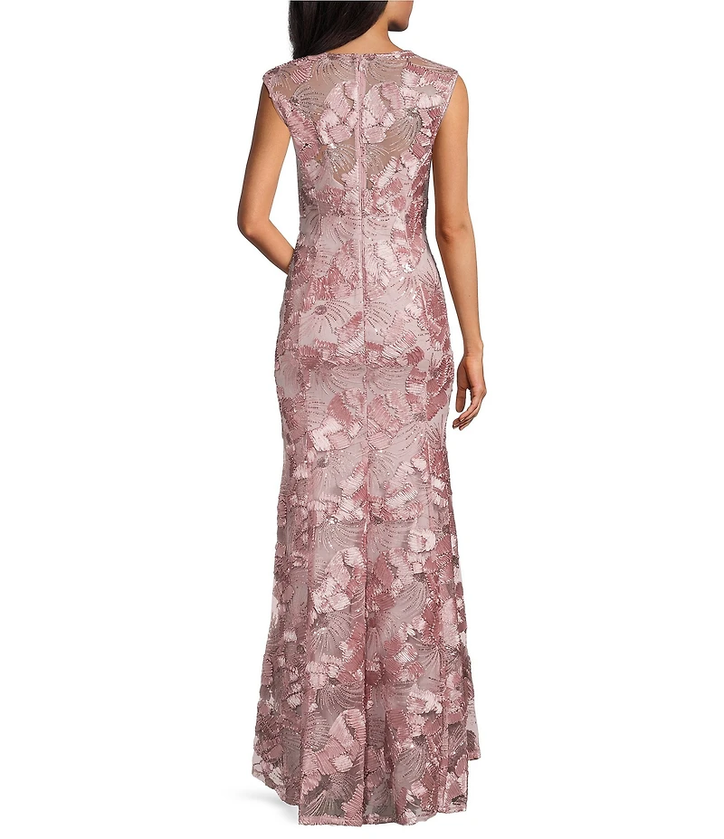 Alex Evenings Sleeveless V-Neck Soutache Long Gown