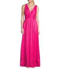 Alex Evenings Sleeveless V-Neck Stretch Taffeta A-Line Dress