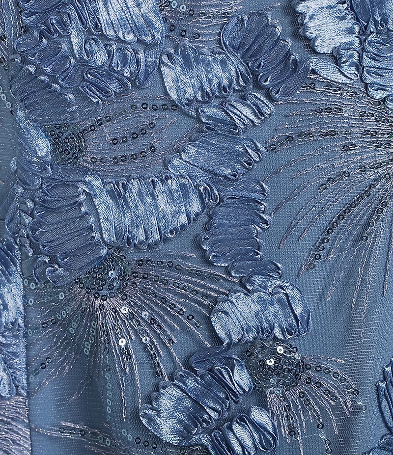 Alex Evenings Soutache Lace Sequin Round Neck Cap Sleeve Tea Dress