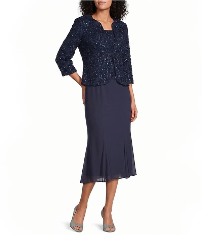 Alex Evenings Soutache Midi 2-Piece Midi Jacket Dress