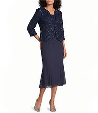 Alex Evenings Soutache Midi 2-Piece Midi Jacket Dress