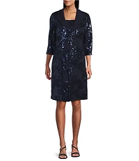 Alex Evenings Stretch Scuba Crepe Sequin 2-Piece Jacket Dress