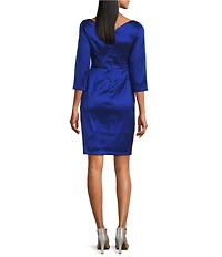 Alex Evenings Stretch Taffeta 3/4 Sleeve Hip Embellishment Sheath Dress