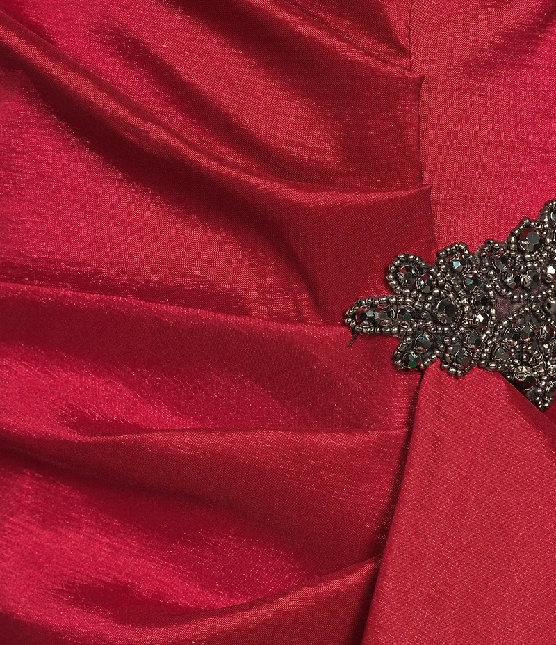 Alex Evenings Stretch Taffeta 3/4 Sleeve Hip Embellishment Sheath Dress