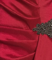 Alex Evenings Stretch Taffeta 3/4 Sleeve Hip Embellishment Sheath Dress