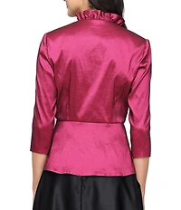 Alex Evenings Stretch Taffeta Ruffle Detail Surplice Neckline Peplum Hem Blouse Top