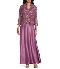 Alex Evenings Stretch Tulle Satin Jacket Dress