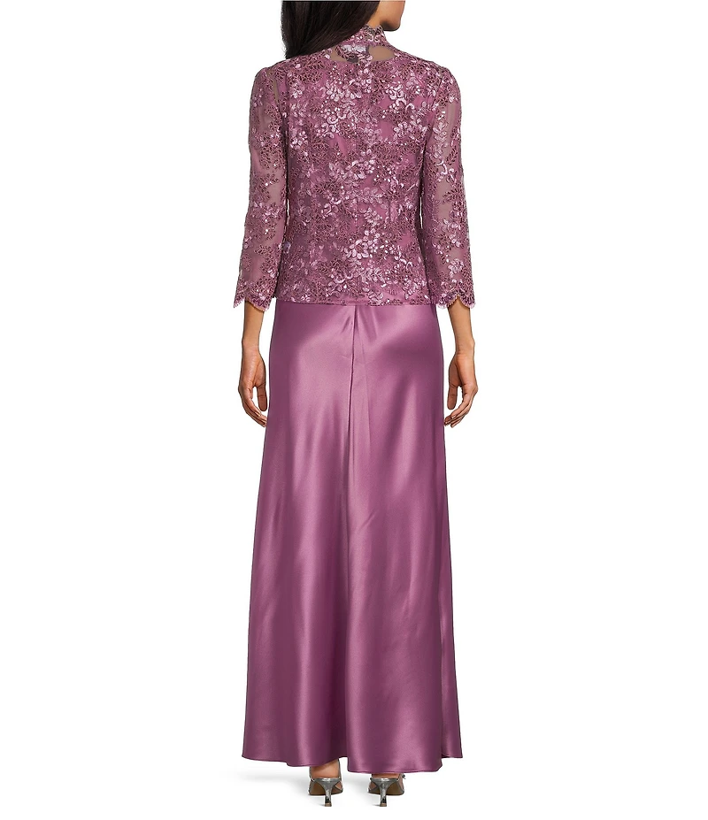 Alex Evenings Stretch Tulle Satin Jacket Dress