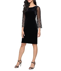 Alex Evenings Stretch Velvet Heat Set 3/4 Sleeve Sheath Dress