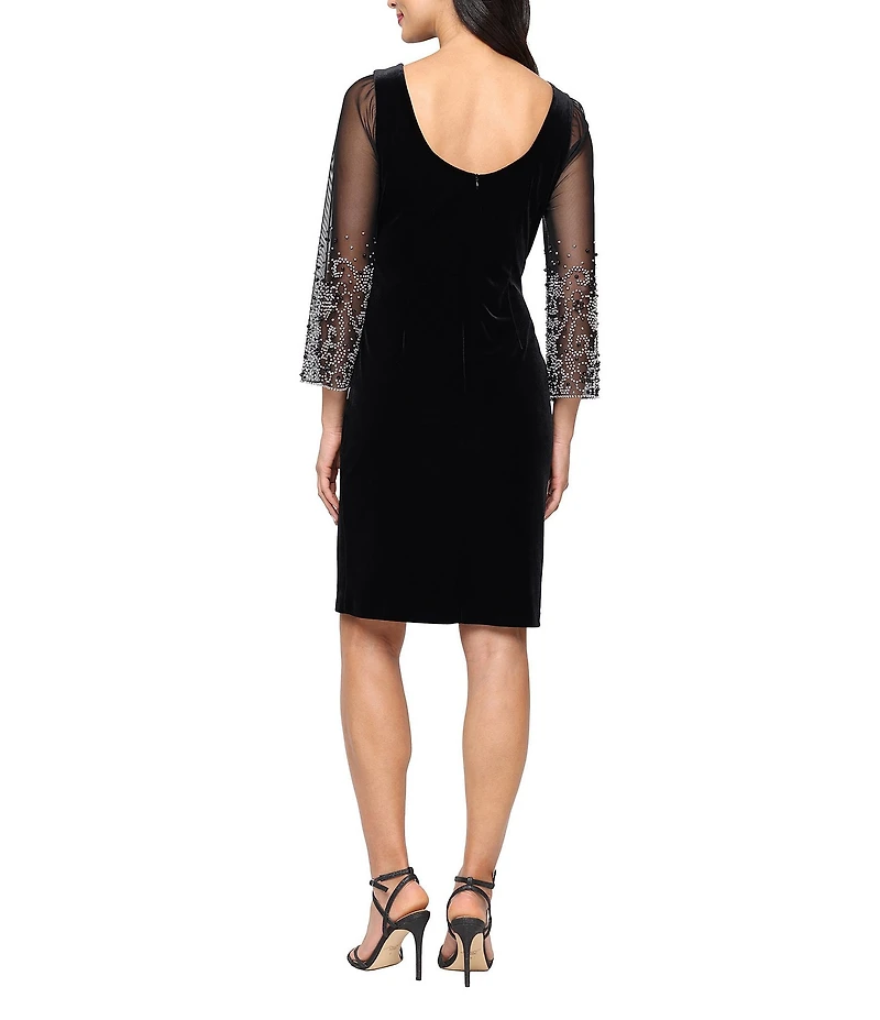 Alex Evenings Stretch Velvet Heat Set 3/4 Sleeve Sheath Dress
