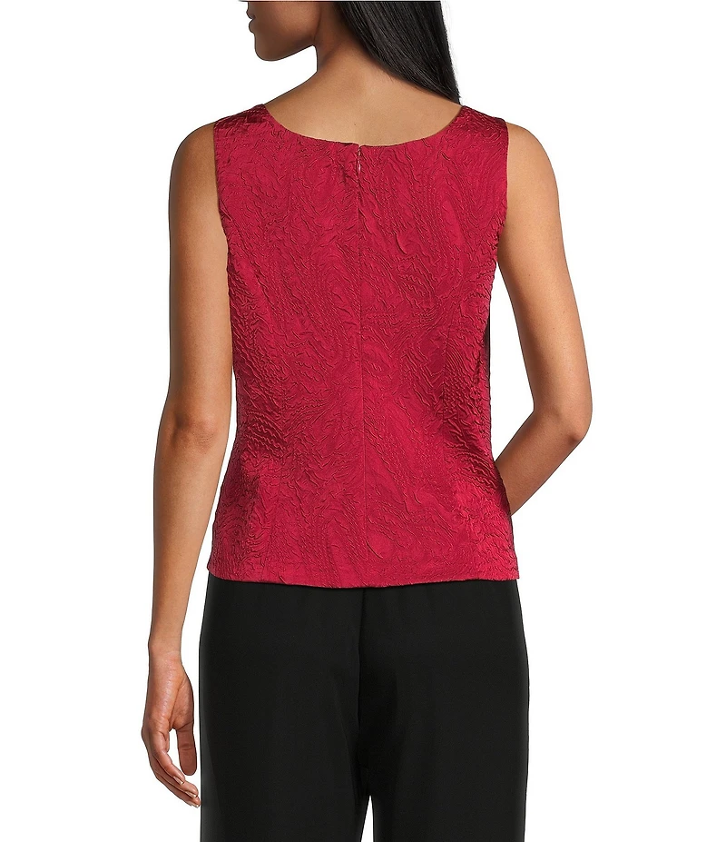 Alex Evenings Textured Jacquard Knit Embellished Neck Twinset Jacket