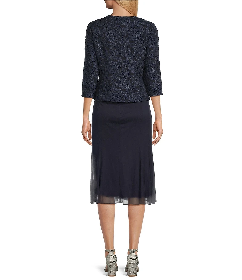 Alex Evenings Textured Stretch Jacquard 2-Piece Jacket Dress Set