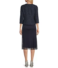 Alex Evenings Textured Stretch Jacquard 2-Piece Jacket Dress Set