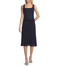 Alex Evenings Textured Stretch Jacquard 2-Piece Jacket Dress Set