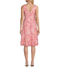 Alex Evenings Tulle Rosette V-Neck Sleeveless A-Line Midi Dress