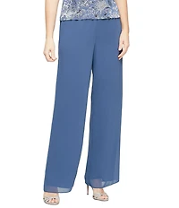 Alex Evenings Wide Leg Mid Rise Chiffon Pants