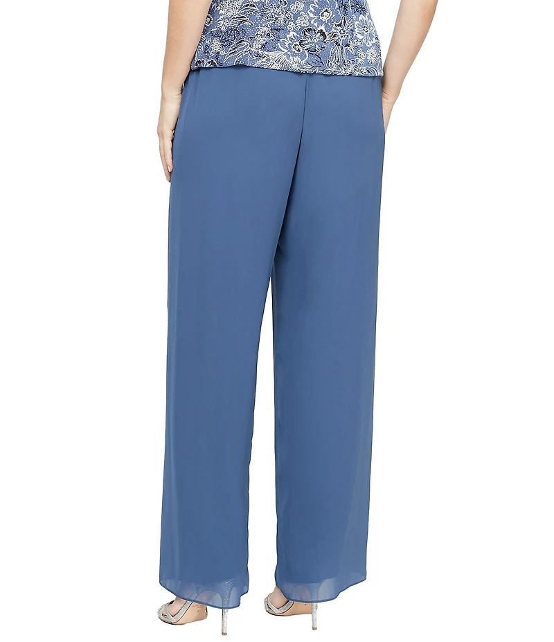 Alex Evenings Wide Leg Mid Rise Chiffon Pants
