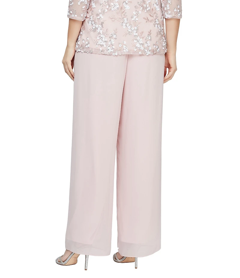Alex Evenings Wide Leg Mid Rise Chiffon Pants