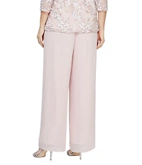 Alex Evenings Wide Leg Mid Rise Chiffon Pants