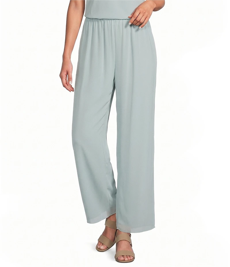 Alex Evenings Wide Leg Mid Rise Chiffon Pants