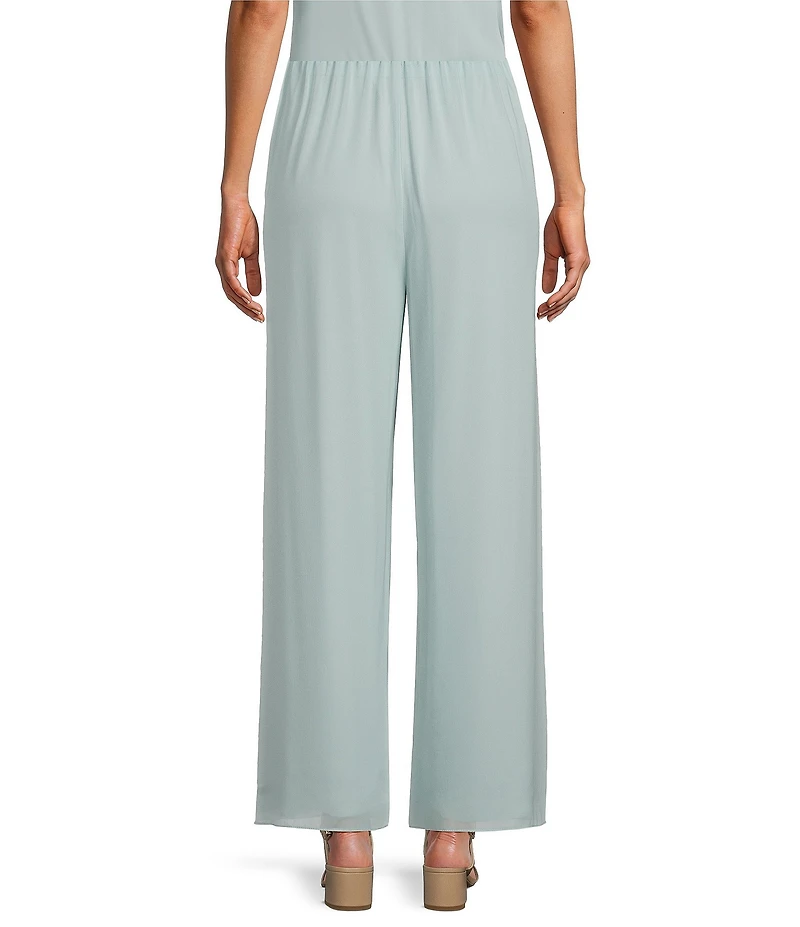 Alex Evenings Wide Leg Mid Rise Chiffon Pants